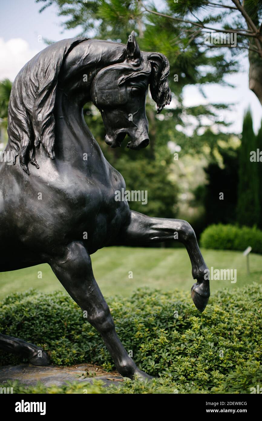 Istanbul / Turchia - 08.31.2019: Statua del cavallo. È nero e maestoso Foto Stock