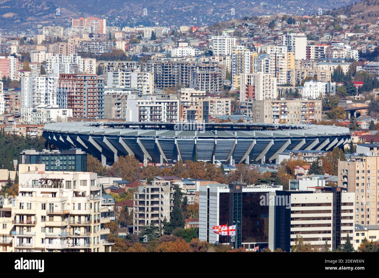 Tbilisi, Georgia - 23 novembre 2020: Veduta aerea della Boris Paichadze Dinamo Arena. Sport Foto Stock