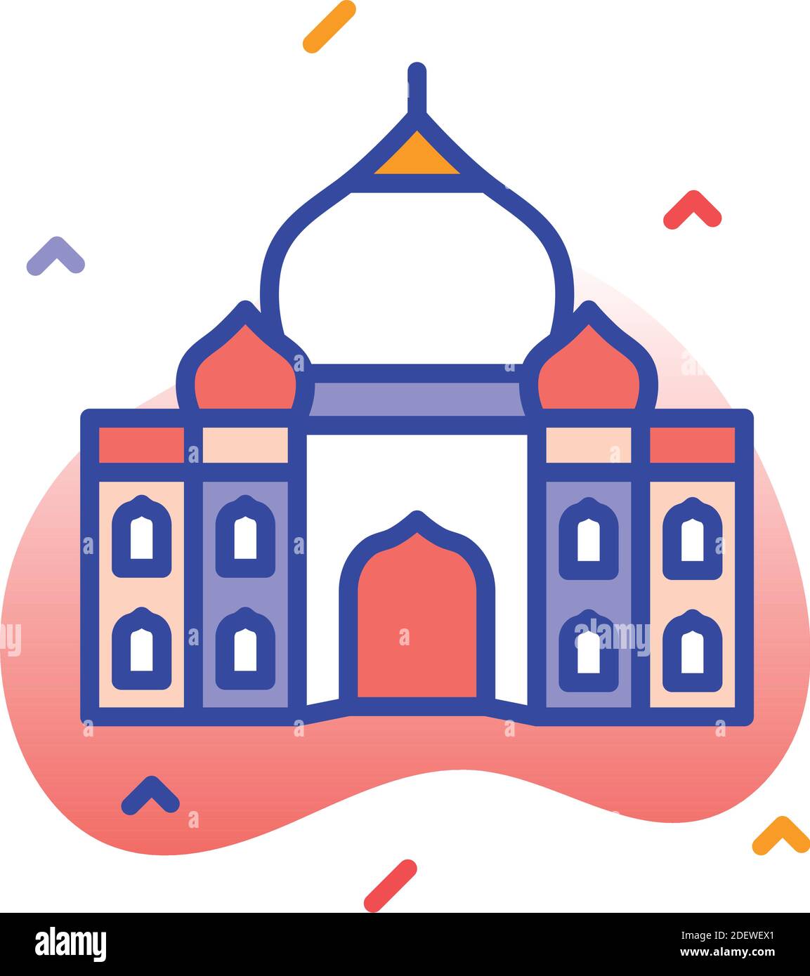 Taj Mahal, Agra, India, Tempio icone vettoriali completamente modificabili Illustrazione Vettoriale