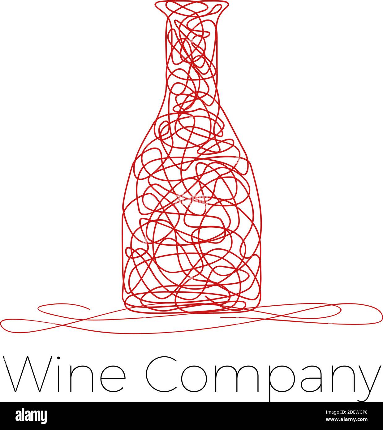 Vettore astratto bottiglia di vino, disegno con linee Illustrazione Vettoriale