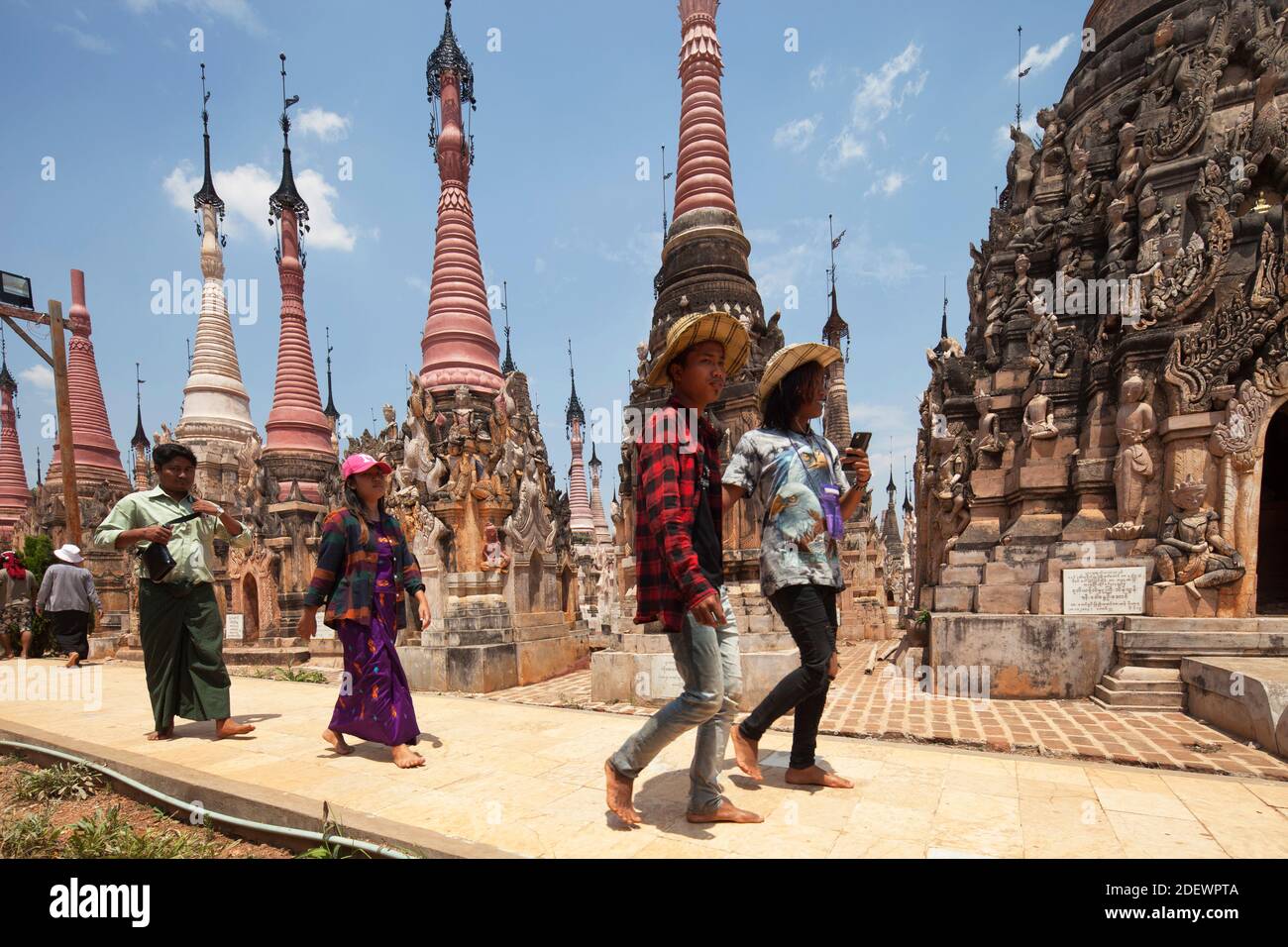 Stupa di Kakku, area del lago di Inle, stato di Shan, Myanmar, Asia Foto Stock
