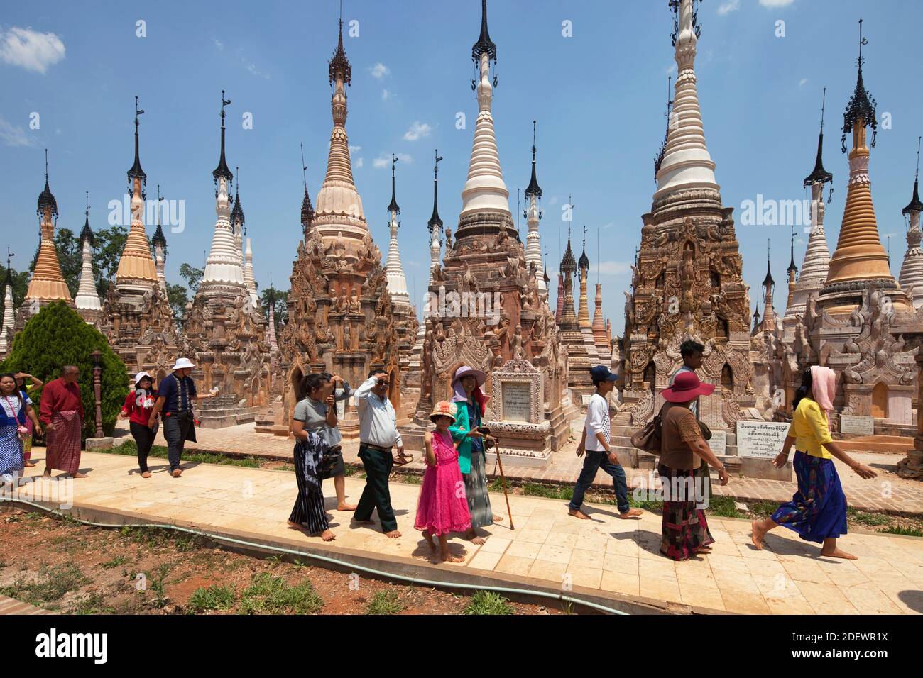 Stupa di Kakku, area del lago di Inle, stato di Shan, Myanmar, Asia Foto Stock
