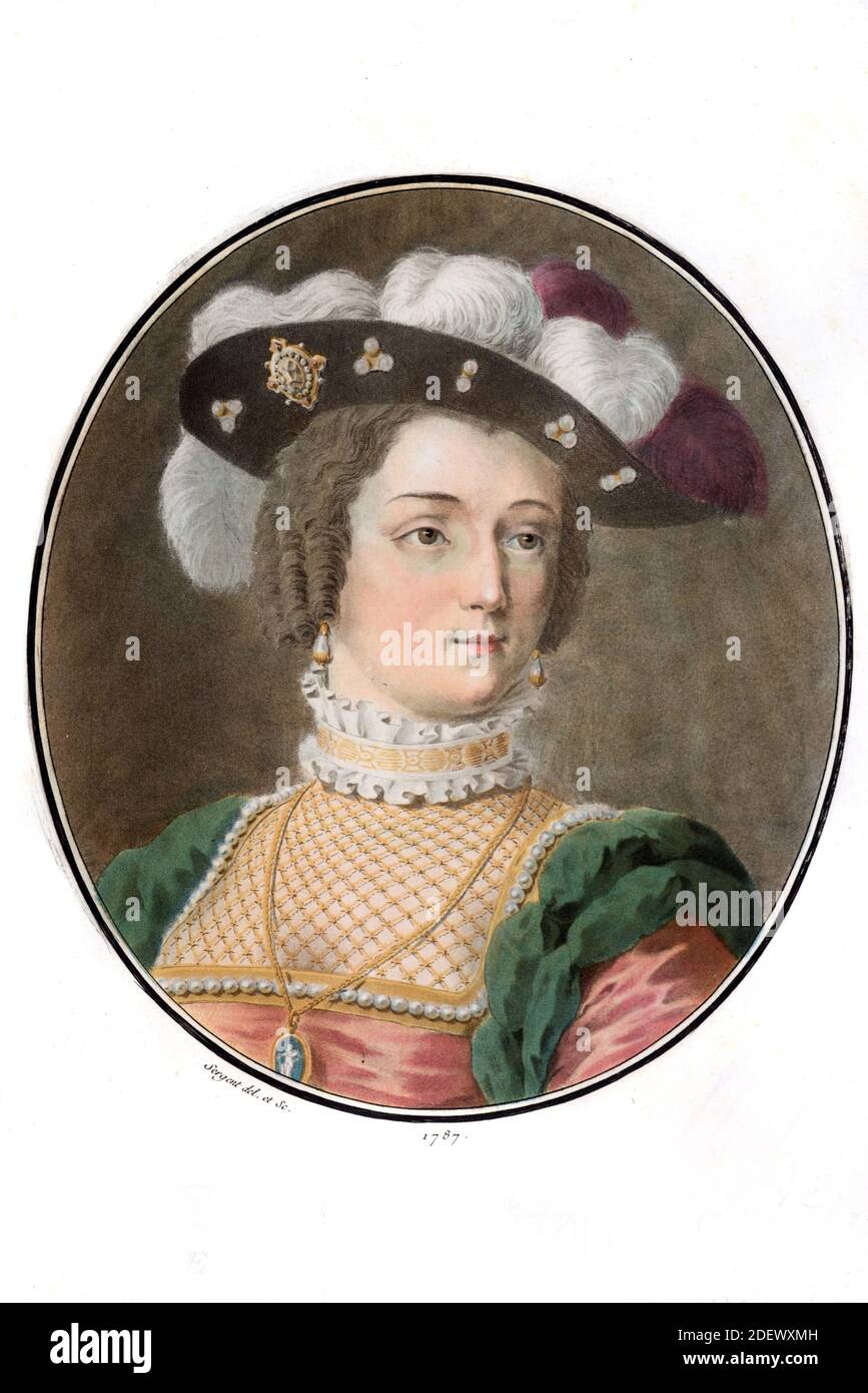 Ritratto di Margherita di Valois. Principessa francese & Regina consorsione (1553-1615) (engler 1787) (Sergente) Illustrazione o incisione Foto Stock