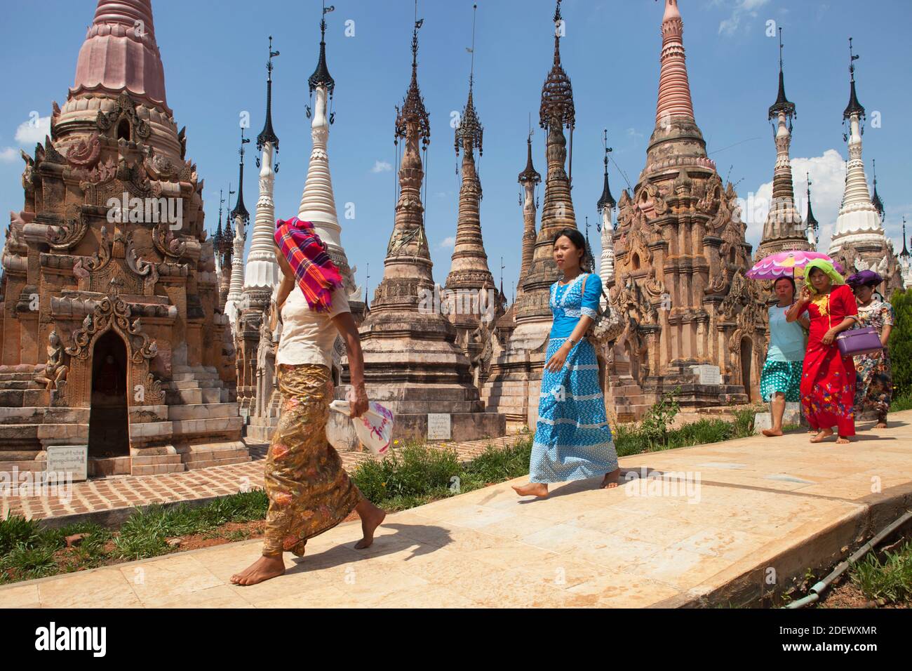 Stupa di Kakku, area del lago di Inle, stato di Shan, Myanmar, Asia Foto Stock