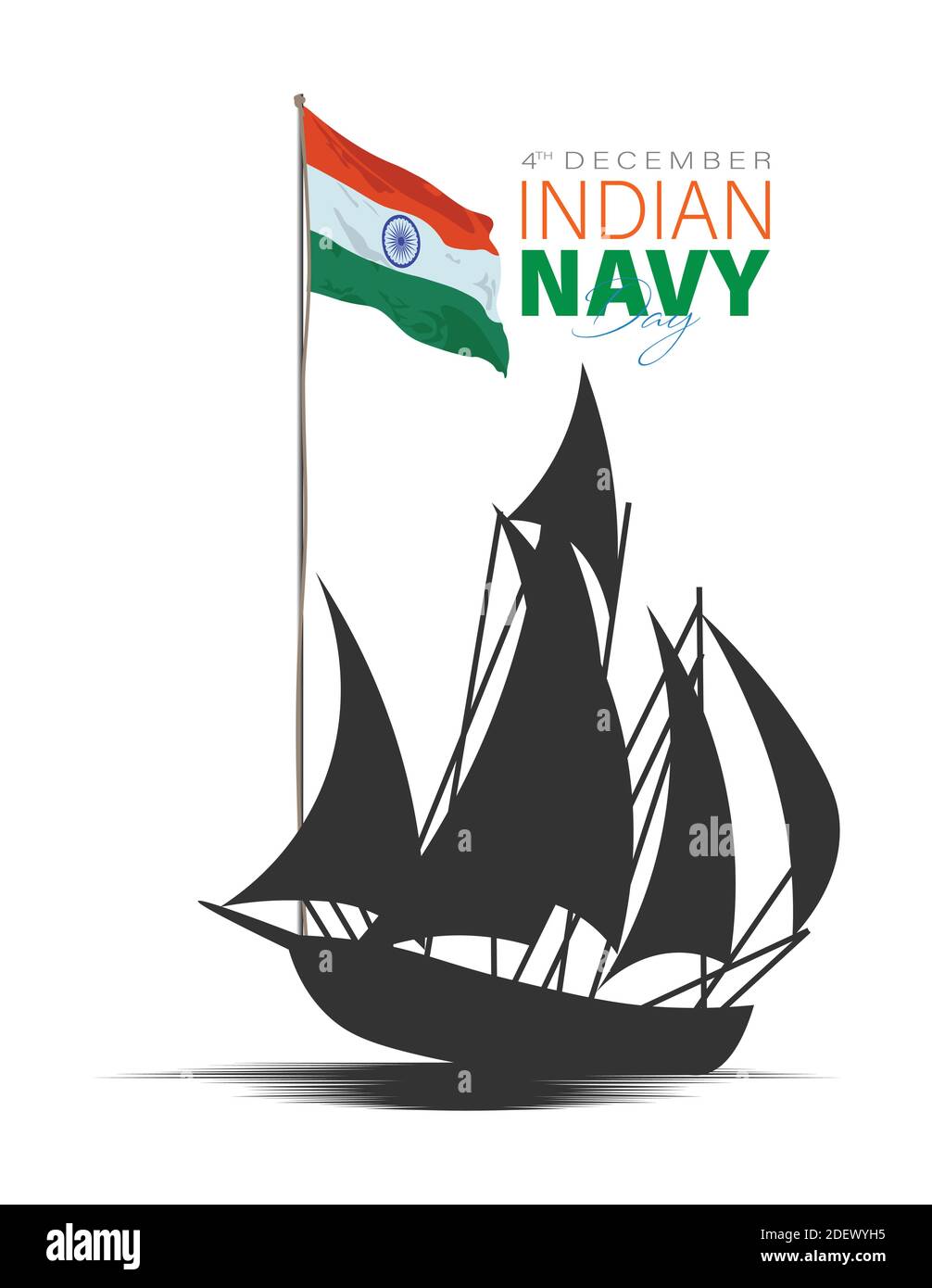 Illustrazione vettoriale del giorno della Marina indiana. 4 dicembre. Salutiamo la Marina indiana in occasione della giornata navale. Illustrazione Vettoriale