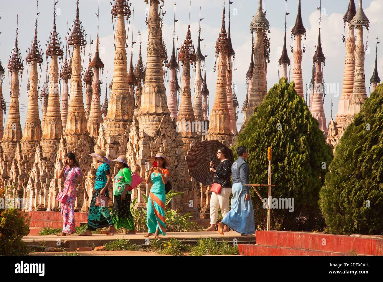 Stupa di Kakku, area del lago di Inle, stato di Shan, Myanmar, Asia Foto Stock