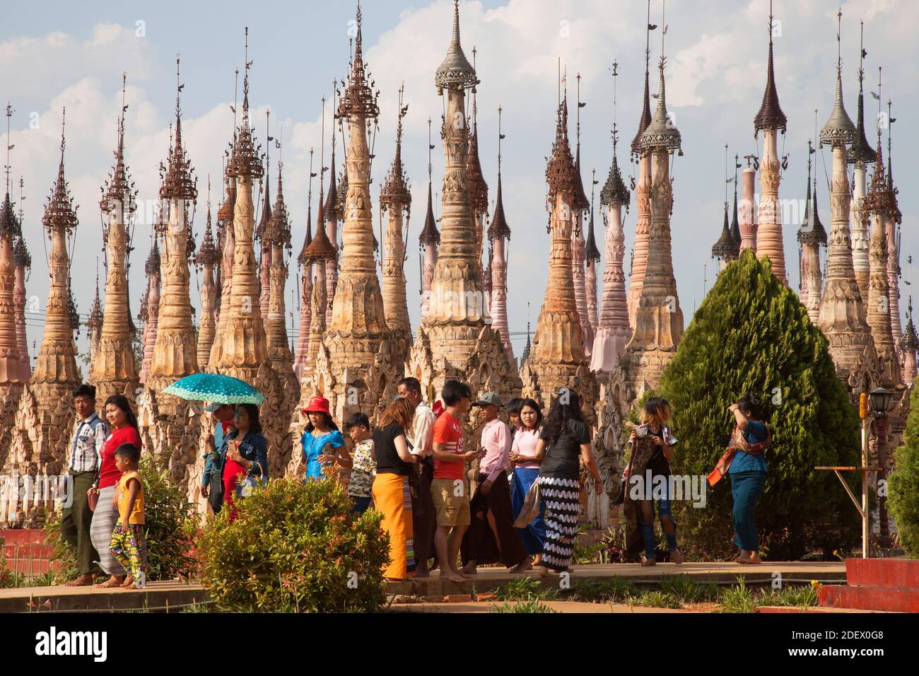 Stupa di Kakku, area del lago di Inle, stato di Shan, Myanmar, Asia Foto Stock