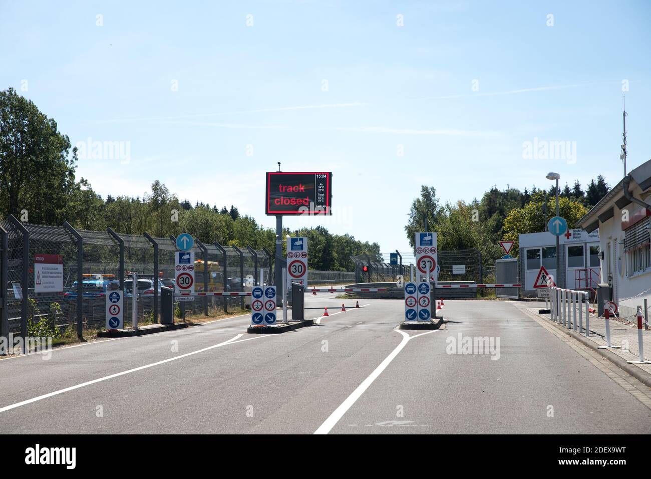 Inizia l'area all'ippodromo Nordschleife. Nurburgring, Germania. Foto Stock