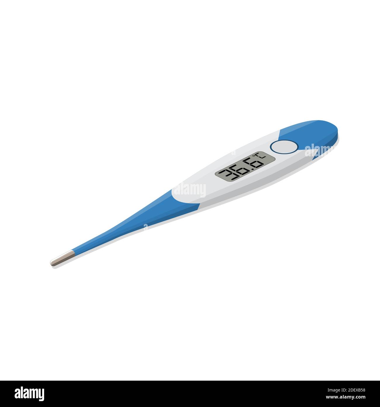 Termometro medico digitale. Numeri modificabili sul display. Isometrica Illustrazione Vettoriale