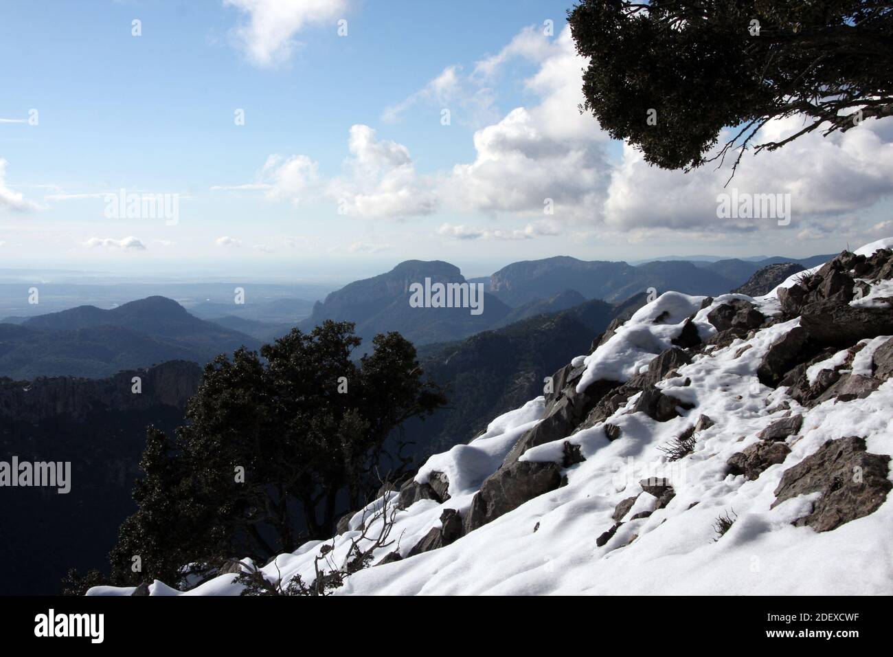 Montagne innevate a Serra de Tramuntana (Mallorca) Foto Stock