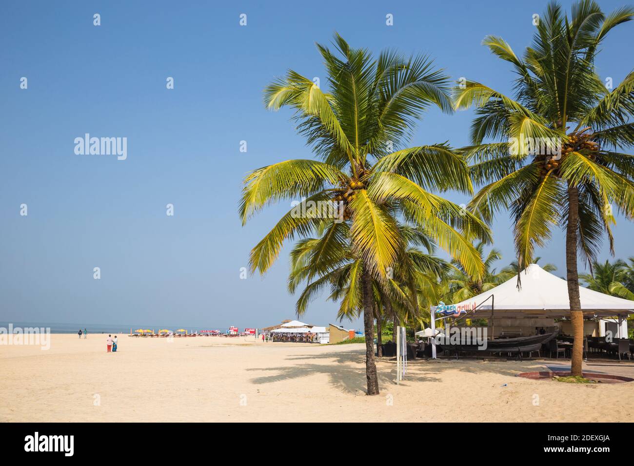 India, Goa, Mobor Beach, Beach cafè Foto Stock