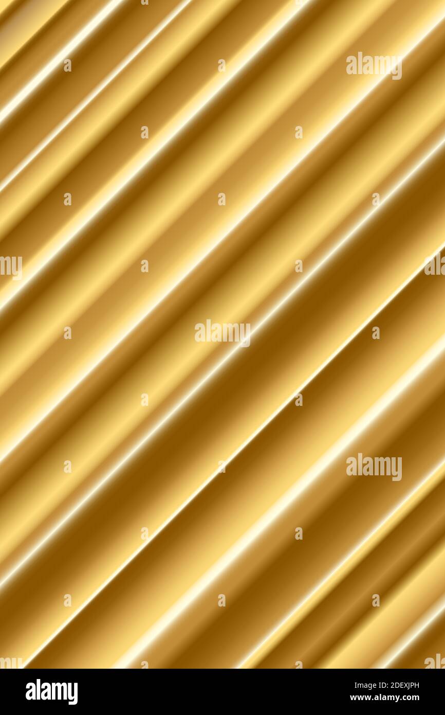 Golden texture sfondo astratto. Illustrazione vettoriale della piastra in metallo o tessuto dorato lucido. Materiale giallo brillante nel pattern delle onde. Eleganti curve dentro Illustrazione Vettoriale