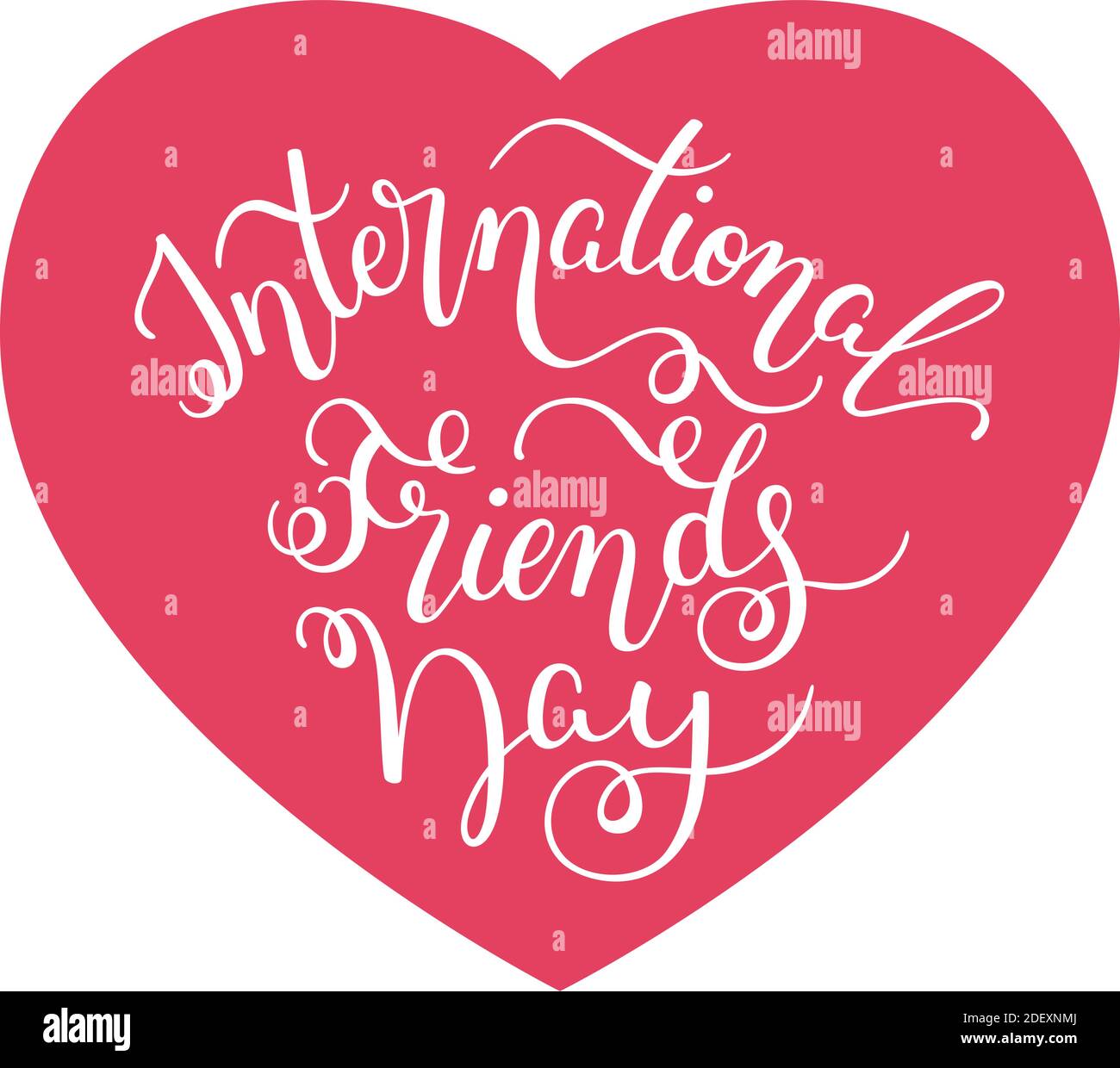 International Friends Day scritta a mano con cuore. Modello per scheda, poster, stampa. Illustrazione Vettoriale