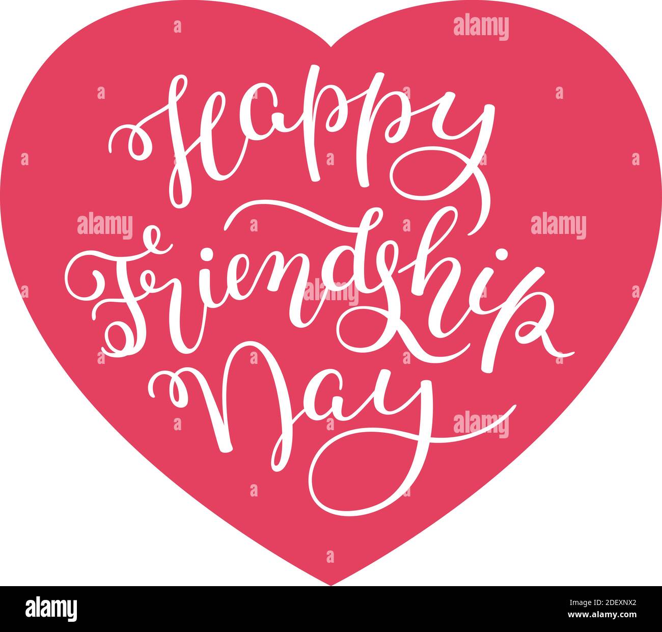 Happy Friendship Day scritta a mano con cuore. Modello per scheda, poster, stampa. Illustrazione Vettoriale