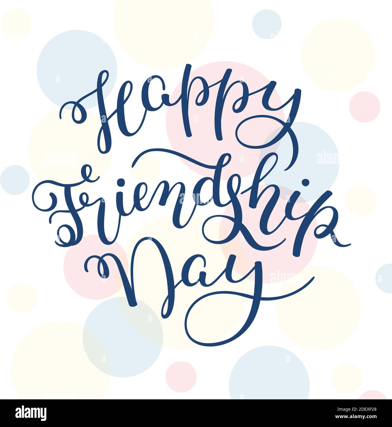 Scritta a mano Happy Friendship Day. Modello per scheda, poster, stampa. Illustrazione Vettoriale