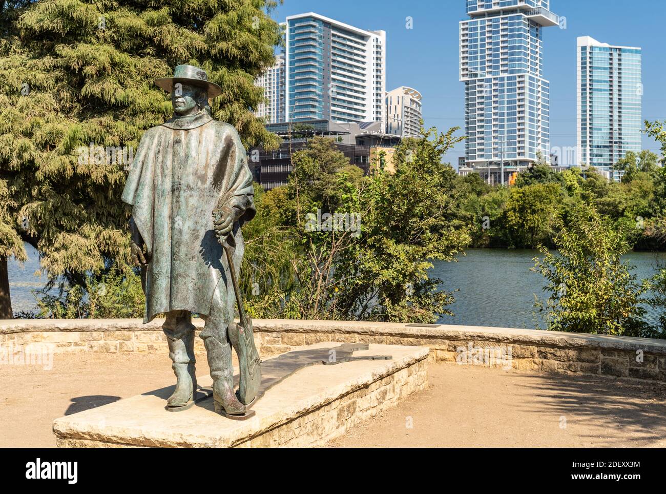 statua di stevie ray vaughan, butler park, austin Foto Stock
