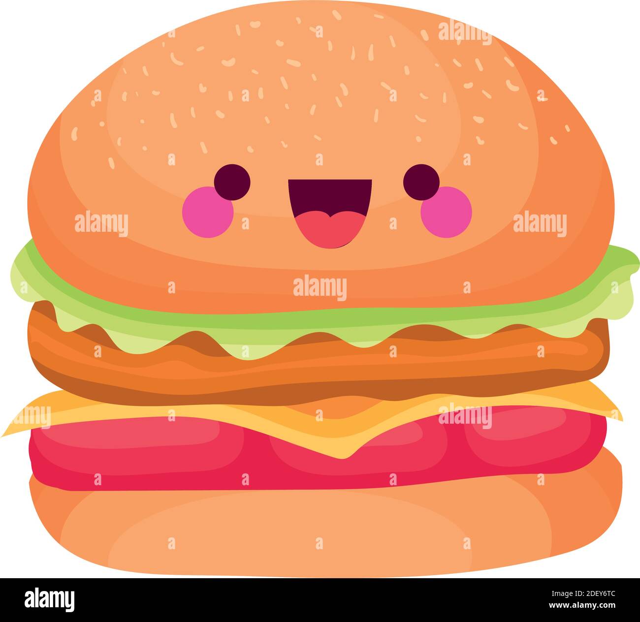 kawaii burger con formaggio e una faccia sorridente Illustrazione Vettoriale