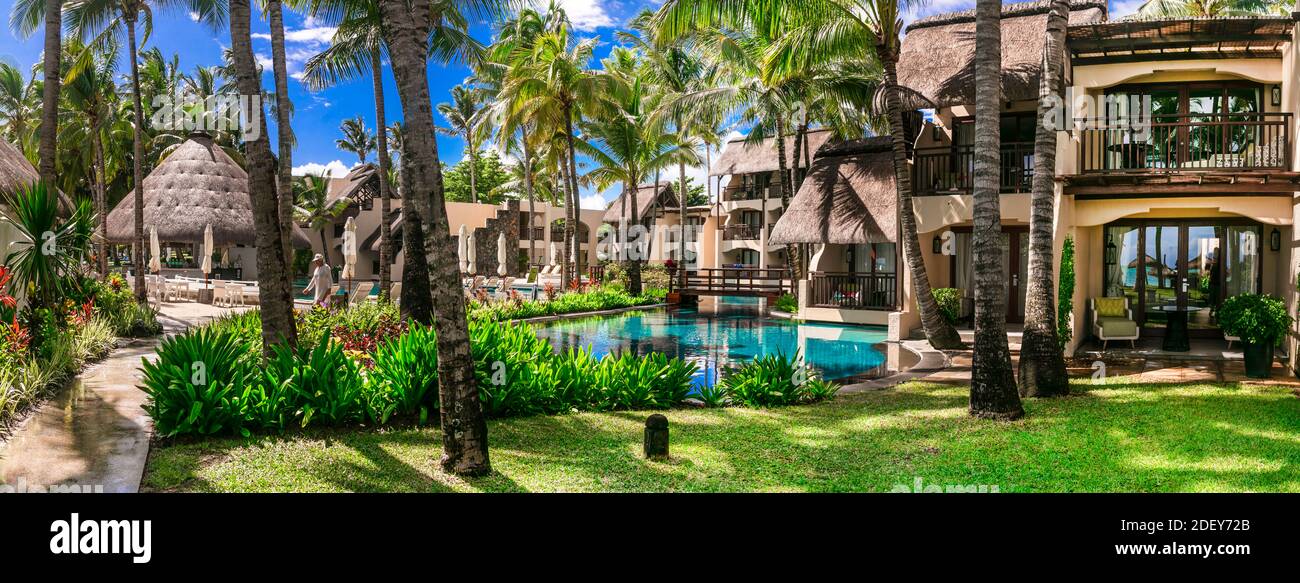 Vacanza tropicale. Constance Belle Mare Plage - resort 5 stelle di lusso sull'isola di Mauritius. Jan 2020 Foto Stock