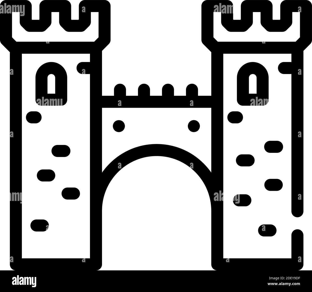 ponte tra le torri del castello, icona a forma di icona, illustrazione vettoriale Illustrazione Vettoriale