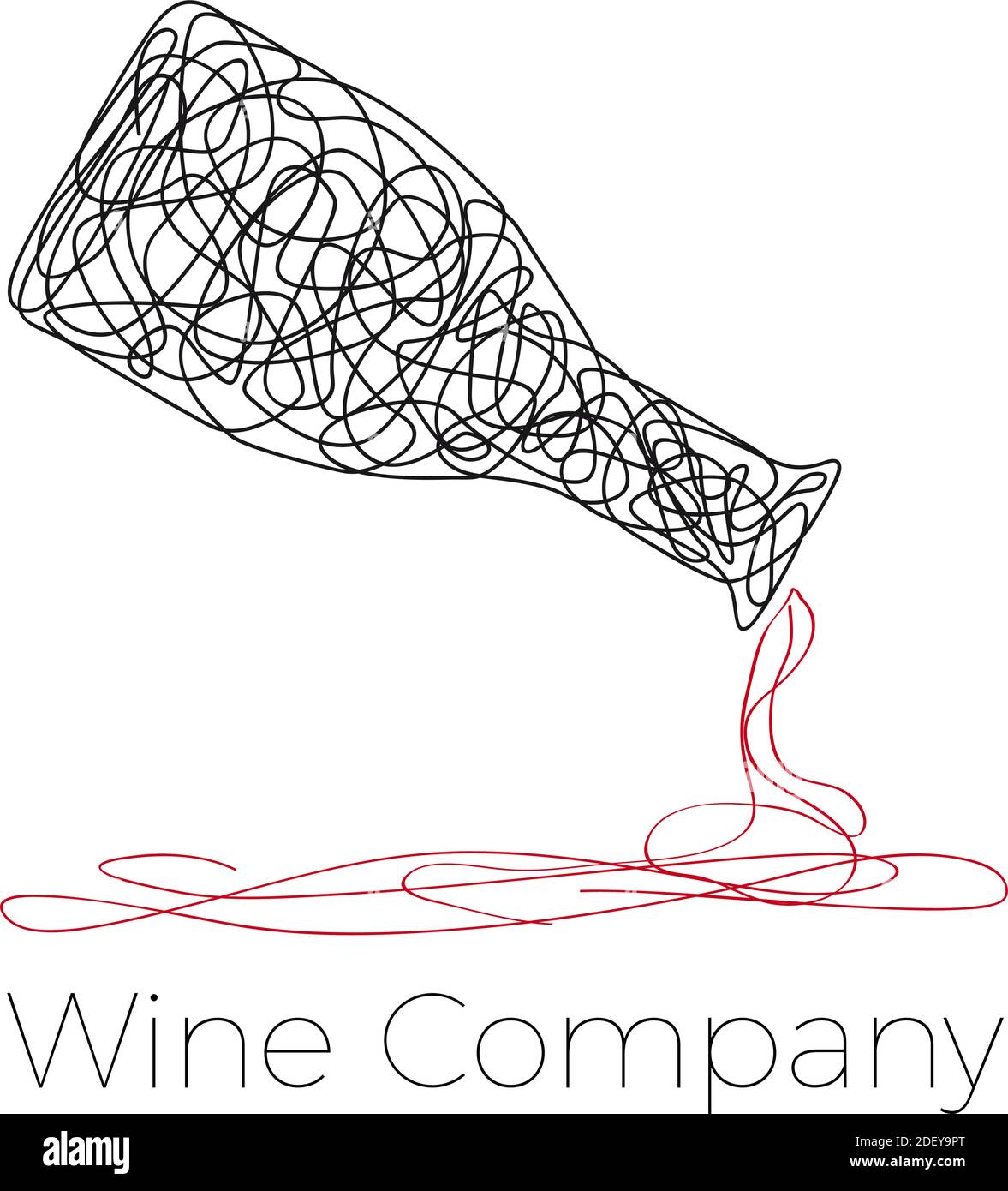 Vettore astratto bottiglia di vino, disegno con linee Illustrazione Vettoriale