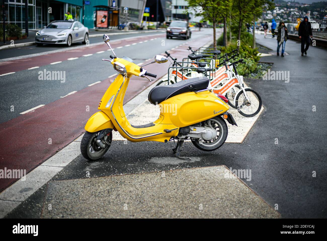Scooter parcheggiato a Trondheim, Norvegia Foto Stock