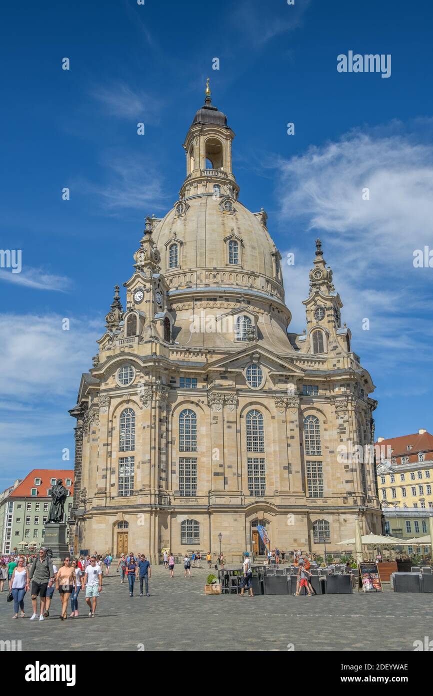 Frauenkirche, Neumarkt, Dresda, Sachsen, Deutschland Foto Stock