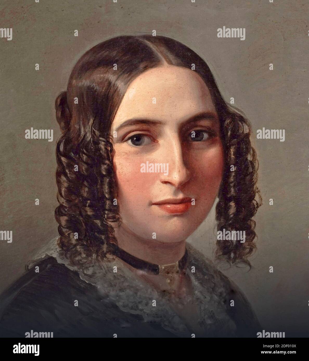 FANNY MENDELSSOHN (1805-1847) compositore e pianista tedesco, sorella del più famoso Felix Mendelssohn e dopo il suo matrimonio chiamato Fanny Hensel. Dipinto di Moritz Daniel, 1842. Foto Stock