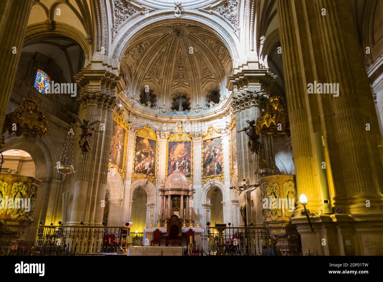 Altare maggiore. Cattedrale di Guadix. Guadix, Granada, Andalucía, Spagna, Europa Foto Stock
