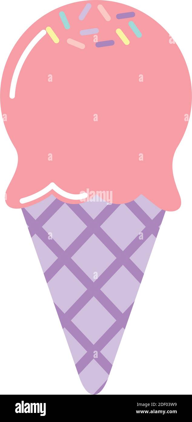 gelato con cono viola su sfondo bianco Illustrazione Vettoriale