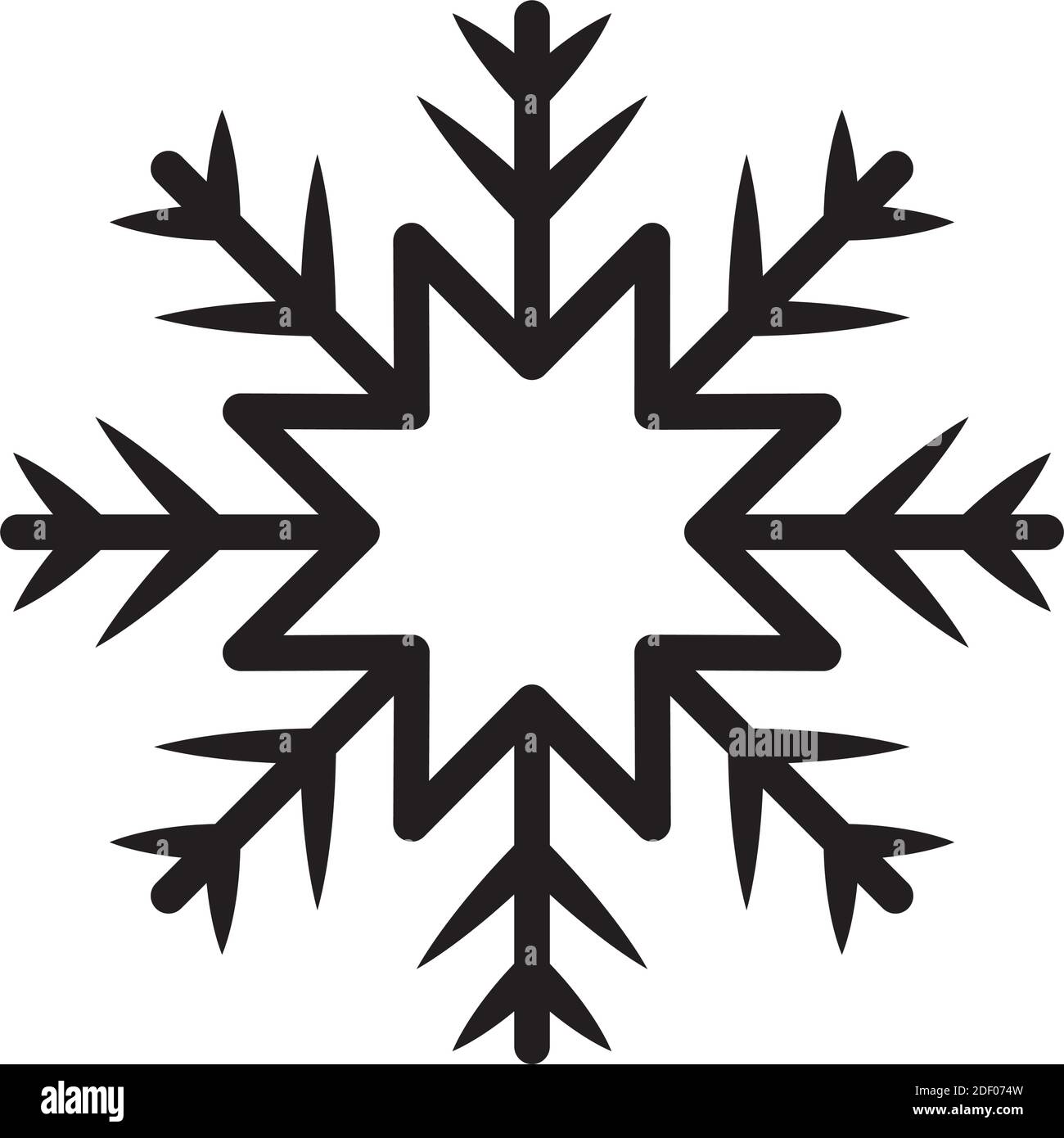 fiocco di neve di colore nero su sfondo bianco Illustrazione Vettoriale