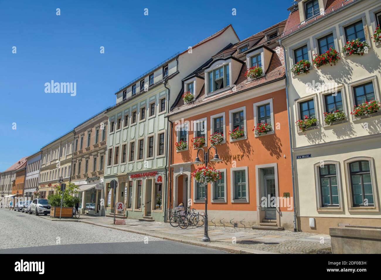 Altbauten, Hauptstraße, Radeberg, Sachsen, Deutschland Foto Stock
