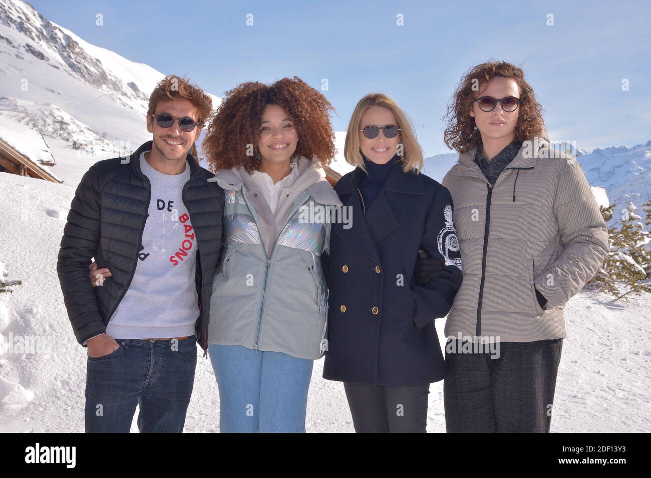 Ruben Alves, Stefi Celma, Pascale Arbillot, Alexandre Wetter partecipa a una fotocellula per il film Miss durante il 23° Festival de l'Alpe d'Huez Comedy Film di Alpe d Huez, Francia, il 18 gennaio 2020. Foto di Julien Reynaud/APS-Medias/ABACAPRESS.COM Foto Stock