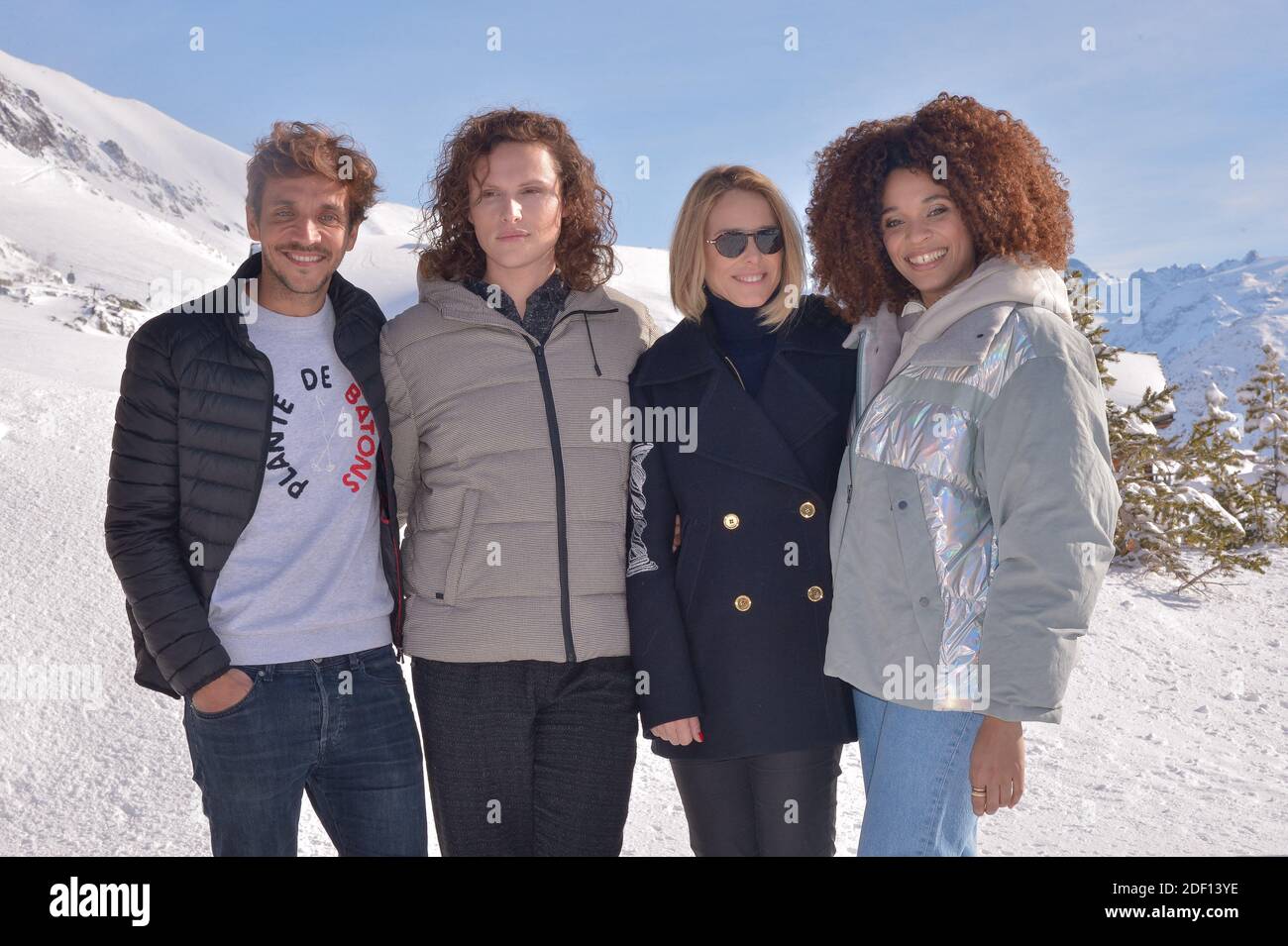 Ruben Alves, Stefi Celma, Pascale Arbillot, Alexandre Wetter partecipa a una fotocellula per il film Miss durante il 23° Festival de l'Alpe d'Huez Comedy Film di Alpe d Huez, Francia, il 18 gennaio 2020. Foto di Julien Reynaud/APS-Medias/ABACAPRESS.COM Foto Stock