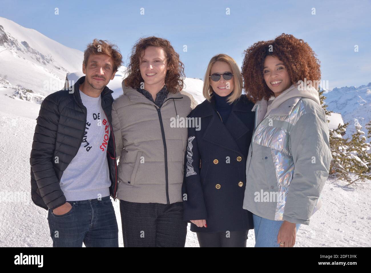 Ruben Alves, Stefi Celma, Pascale Arbillot, Alexandre Wetter partecipa a una fotocellula per il film Miss durante il 23° Festival de l'Alpe d'Huez Comedy Film di Alpe d Huez, Francia, il 18 gennaio 2020. Foto di Julien Reynaud/APS-Medias/ABACAPRESS.COM Foto Stock