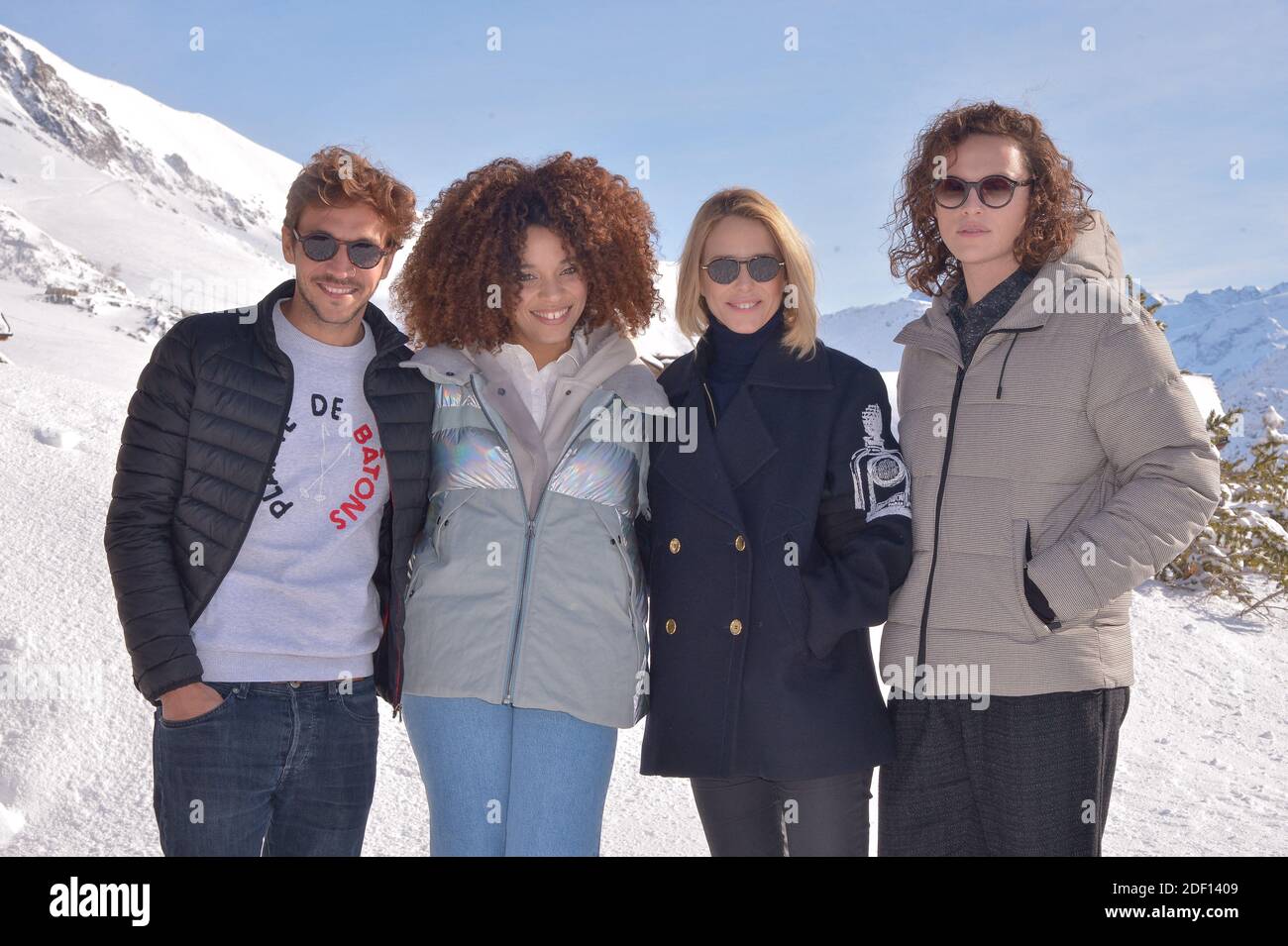 Ruben Alves, Stefi Celma, Pascale Arbillot, Alexandre Wetter partecipa a una fotocellula per il film Miss durante il 23° Festival de l'Alpe d'Huez Comedy Film di Alpe d Huez, Francia, il 18 gennaio 2020. Foto di Julien Reynaud/APS-Medias/ABACAPRESS.COM Foto Stock