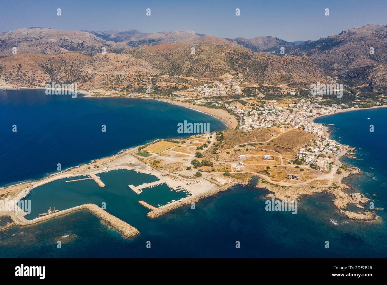 Città di Palaiochora dal Mar Libico in Chania unità regionale, Grecia Foto Stock