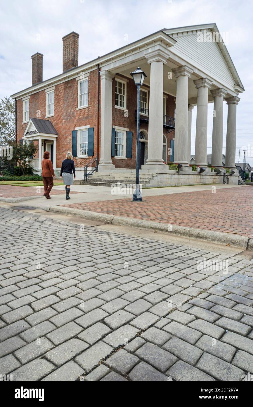 Alabama Decatur Old state Bank Greek Revival architettura costruita 1833, strada lastricata fuori, Foto Stock