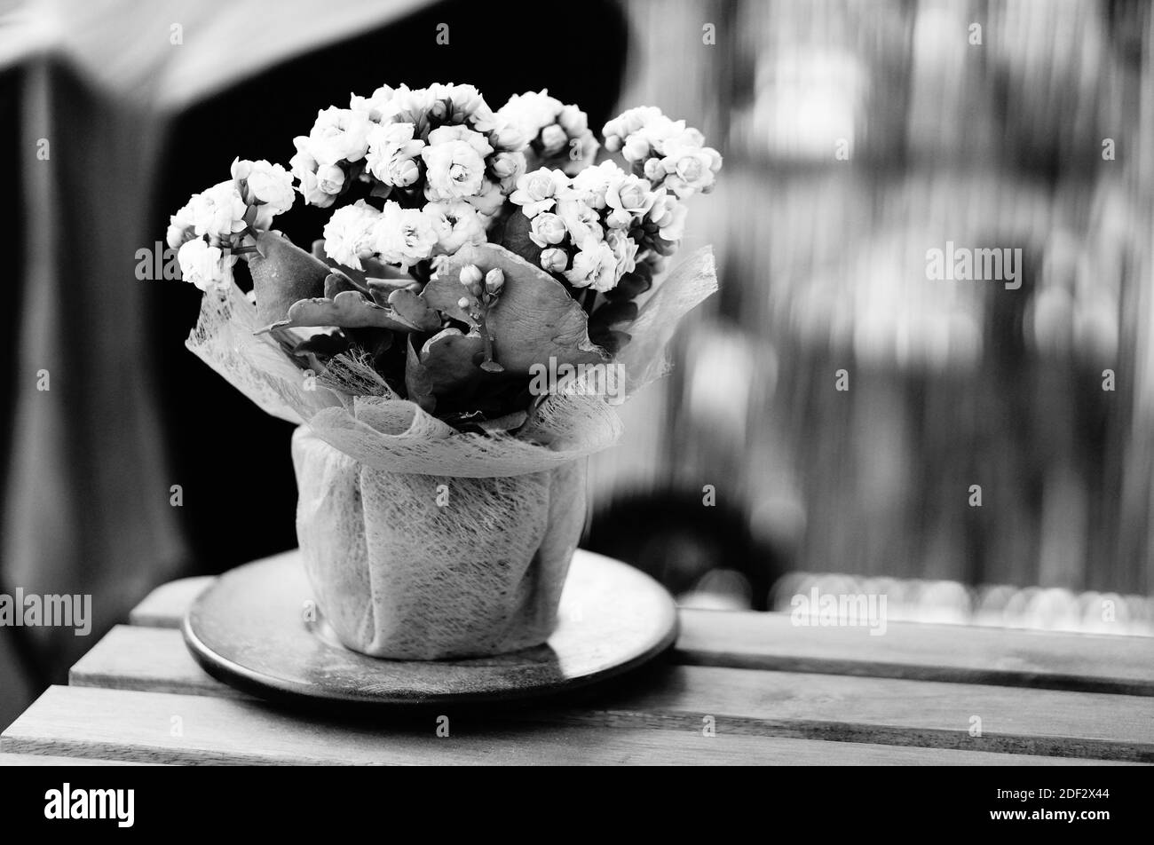Un mazzo di fiori messo sul tavolo Foto Stock