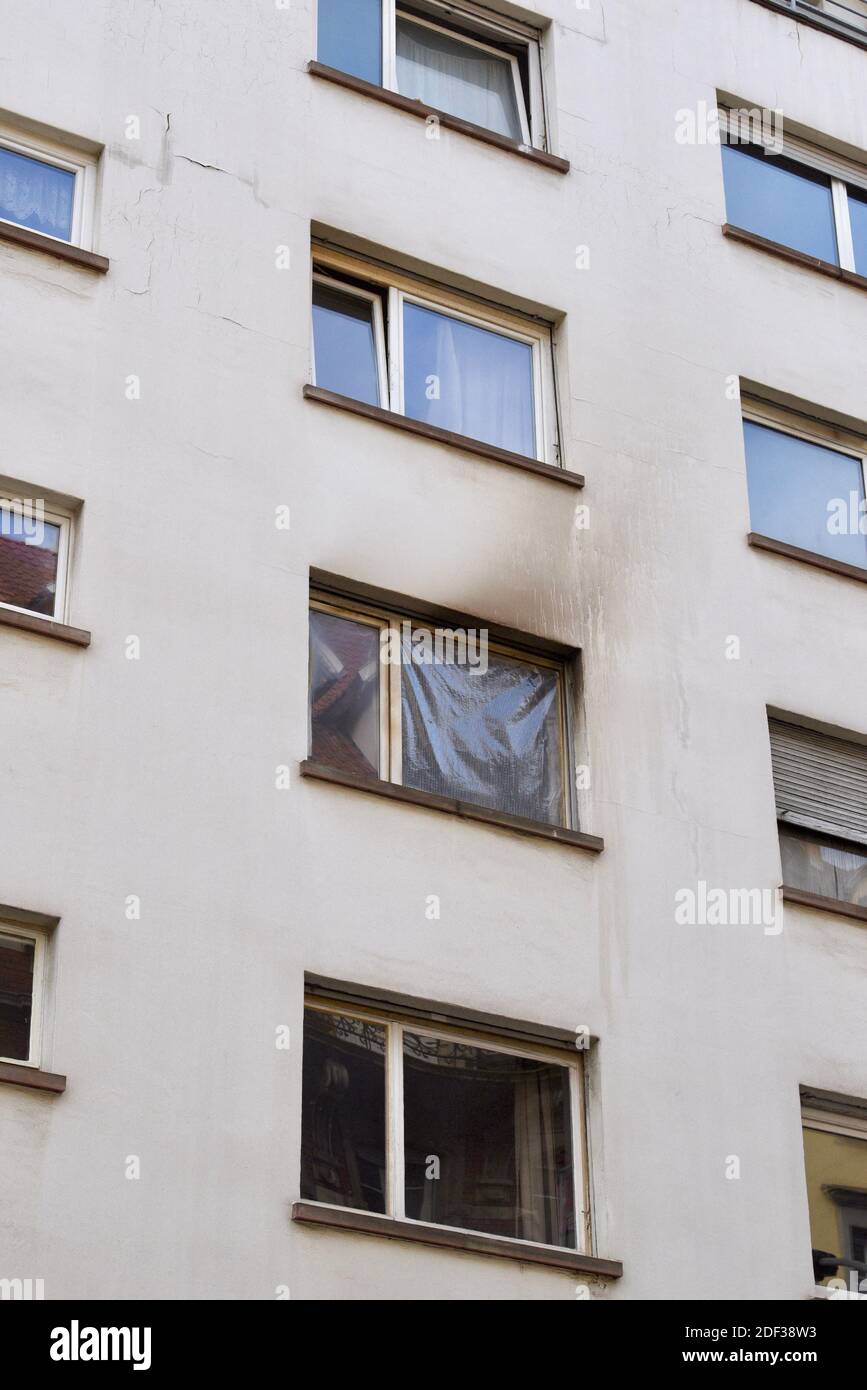 Edificio rue de Barr a Strasburgo, dove l'incendio si è svolto nella notte dal 26 febbraio 2020 al 27 febbraio 2020. Questo incendio ha causato la morte di 5 persone e 7 feriti. Il capo criminale è stato sollevato, l'indagine è in corso. 28 febbraio 2020, a Strasburgo, Francia nordorientale. Foto di Nicolas Roses/ABACAPRESS.COM Foto Stock