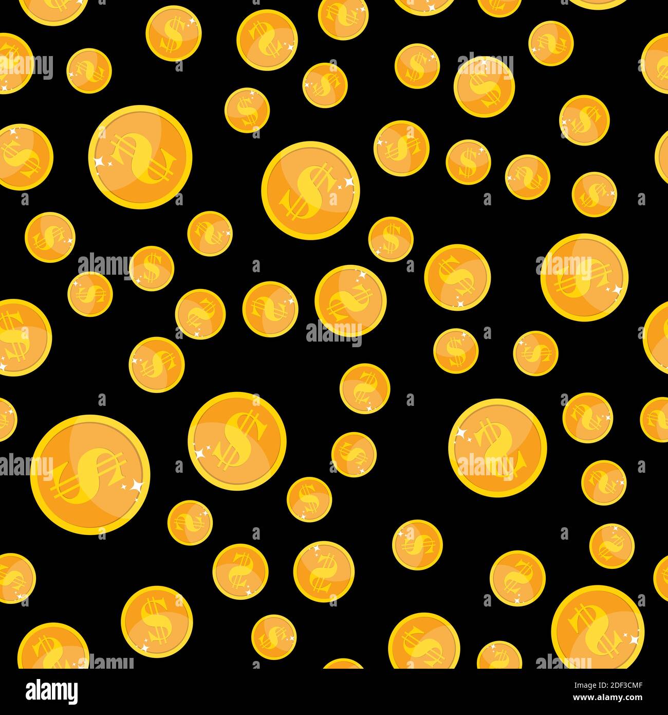 Golden Dollar Coin Monew modello senza giunture sfondo Illustrazione Foto Stock