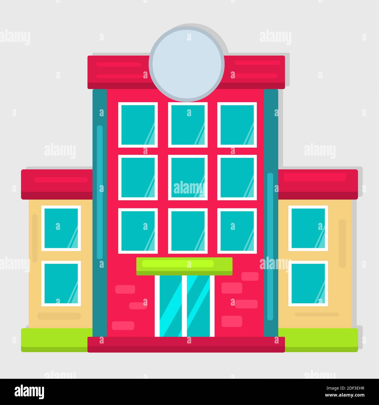 illustrazione vettoriale degli edifici ospedalieri in stile piatto Illustrazione Vettoriale