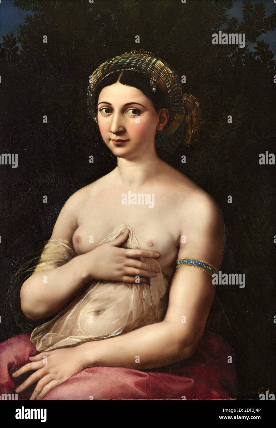 La Fornarina, Ritratto di una donna nel ruolo di Venere del maestro rinascimentale italiano Raffaello esposto alla mostra "Raffaello" alle Scuderie del Quirinale di Roma, il 4 marzo 2020. Roma ospita la più grande mostra mai dedicata interamente a Raffaello Sanzio da Urbino, meglio conosciuto come Raffaello, nel 500° anniversario della morte dell'architetto e artista dell'Alto Rinascimento. La mostra, intitolata Simply 'Raphael', è prevista dal 5 marzo al 2 giugno. Foto: Eric Vandeville/ABACAPRESS.COM Foto Stock