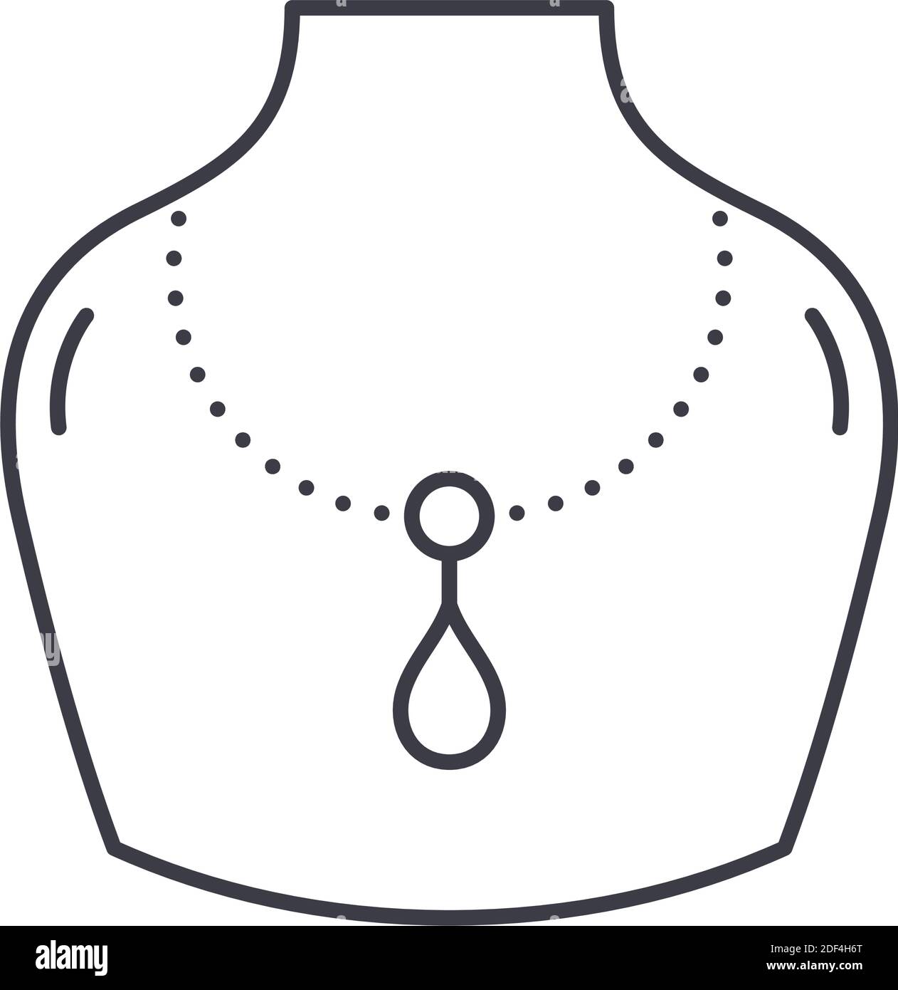 Icona della collana con gioielli, illustrazione lineare isolata, vettore di linea sottile, segno di disegno di fotoricettore, simbolo di concetto di contorno con tratto modificabile su bianco Illustrazione Vettoriale