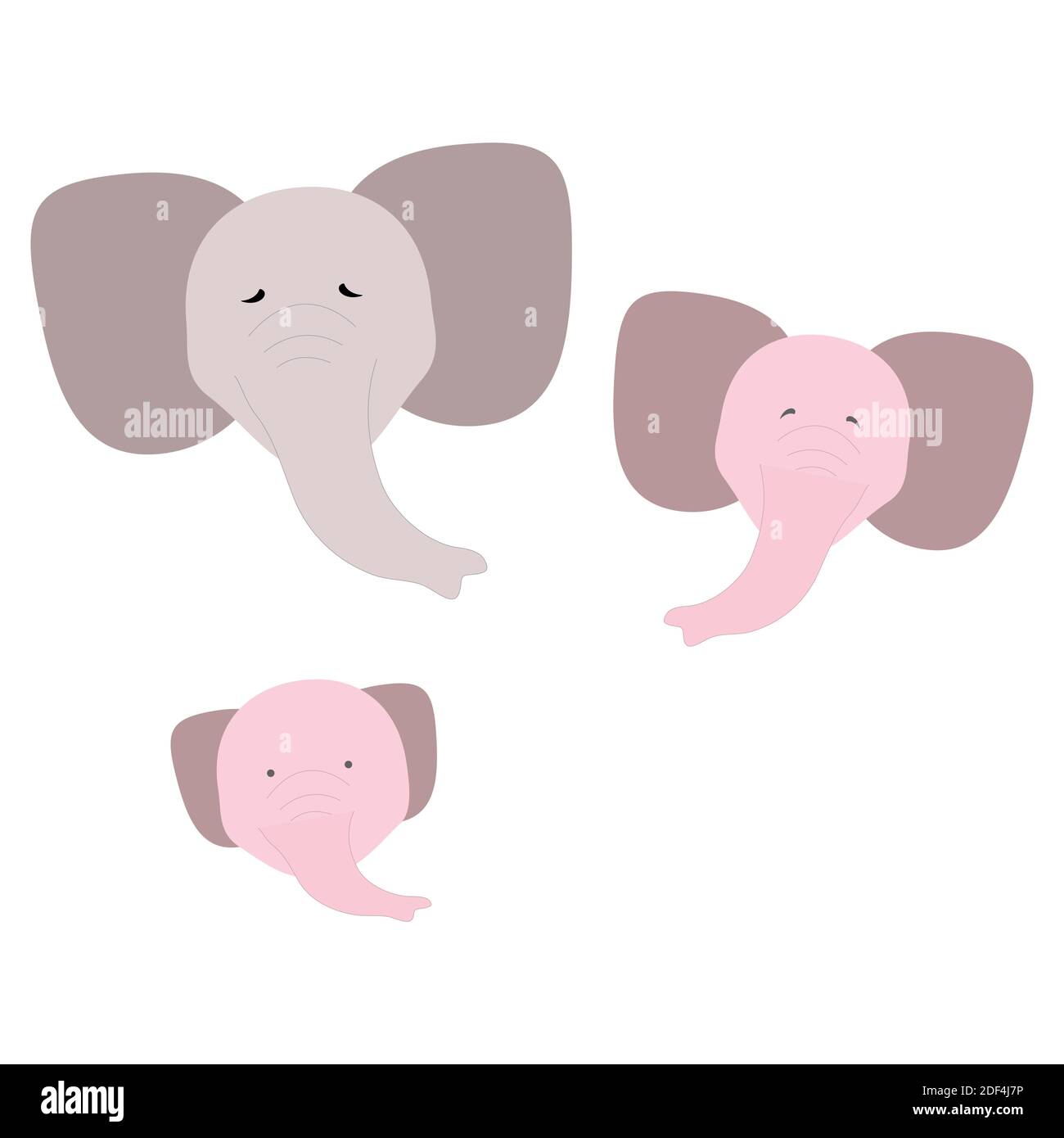 Simpatico elefante catoon su sfondo bianco per i bambini. Bella camera nursery poster tempale con simpatico elefante bambino. Illustrazione Vettoriale