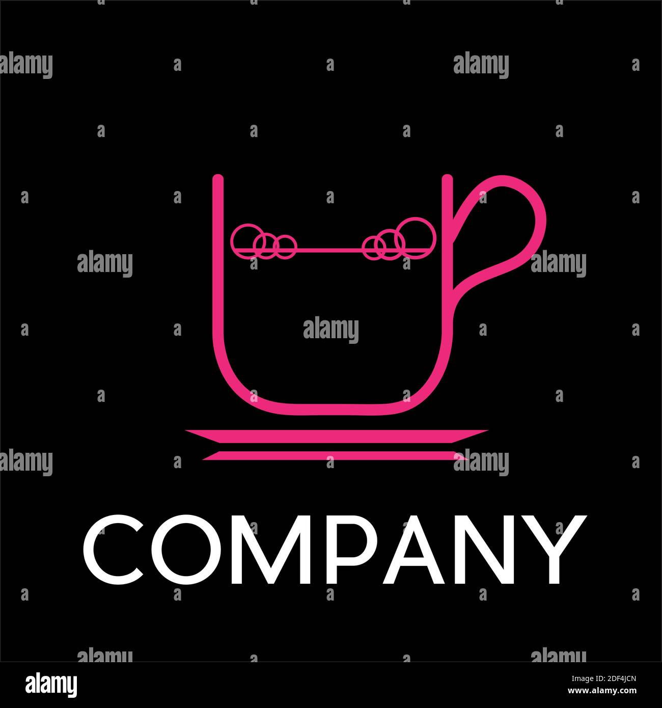 Vettore segno caffè rosa, in stile lineare su sfondo nero Illustrazione Vettoriale