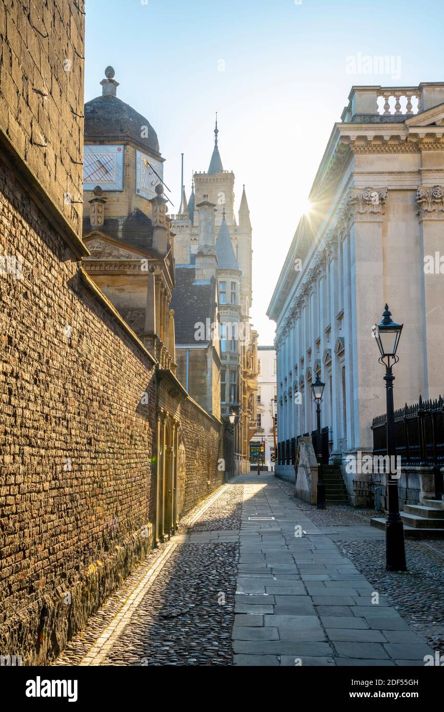 Regno Unito, Inghilterra, Cambridgeshire, Cambridge, passaggio della Camera del Senato, Gonville e Caius College (a sinistra), Camera del Senato (a destra) Foto Stock