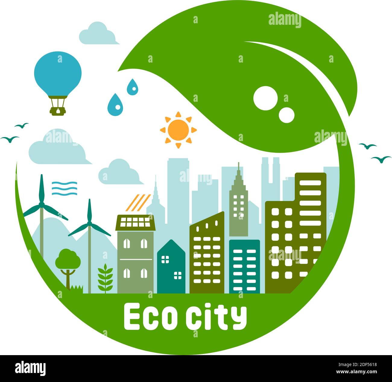 Green eco città vettore illustrazione ( ecologia concetto , conservazione della natura ) Illustrazione Vettoriale