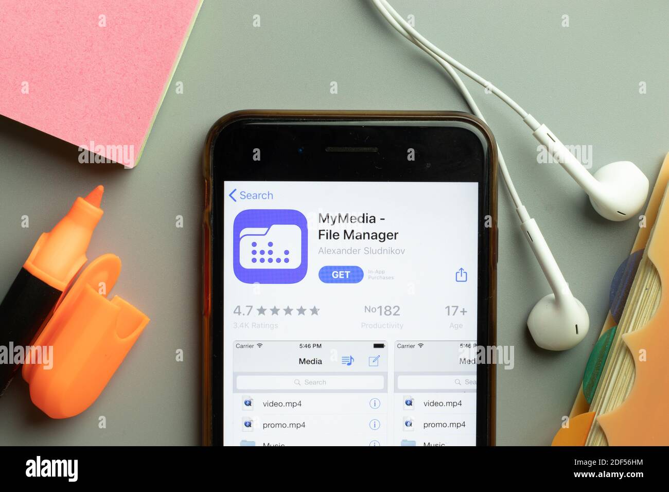 New York, USA - 1 dicembre 2020: Icona dell'app mobile MyMedia file Manager sullo schermo del telefono, editoriale illustrativo. Foto Stock