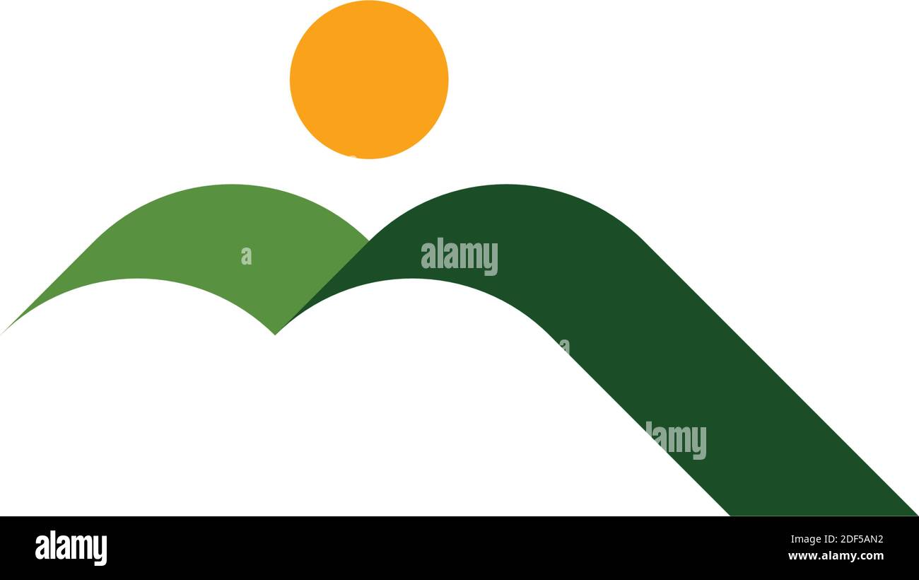 verde montagna naturale e sole paesaggio icona Illustrazione Vettoriale