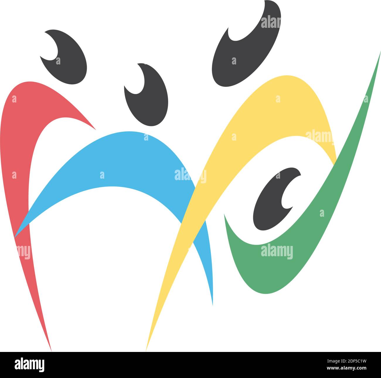 icona della famiglia con il logo della comunità dei bambini Illustrazione Vettoriale